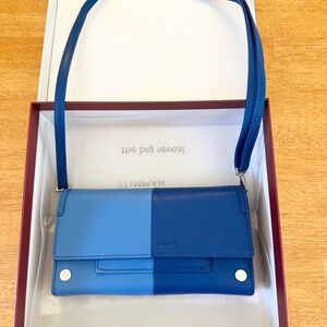 Hammitt AJ Leather Snap Clutch Crossbody Oasis Blue Color Blocked Shoulder Bag